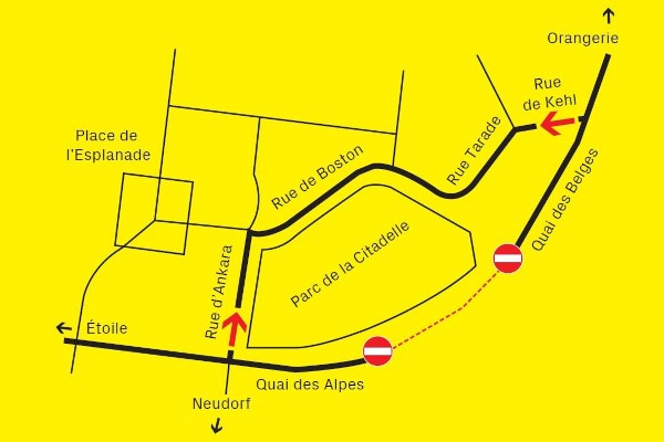 Déviation de la piste cyclable du quai des Belges